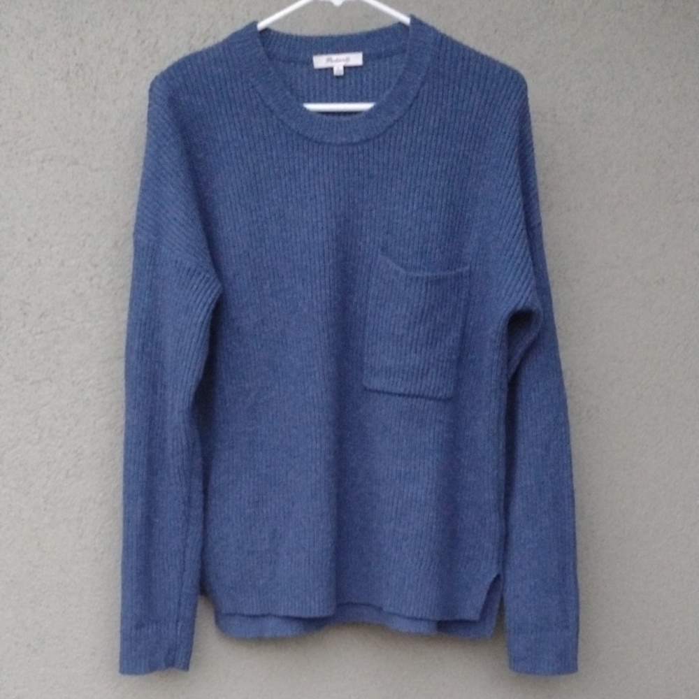 Madewell Thompson Blue Pocket Pullover Knit Sweater Women's Small